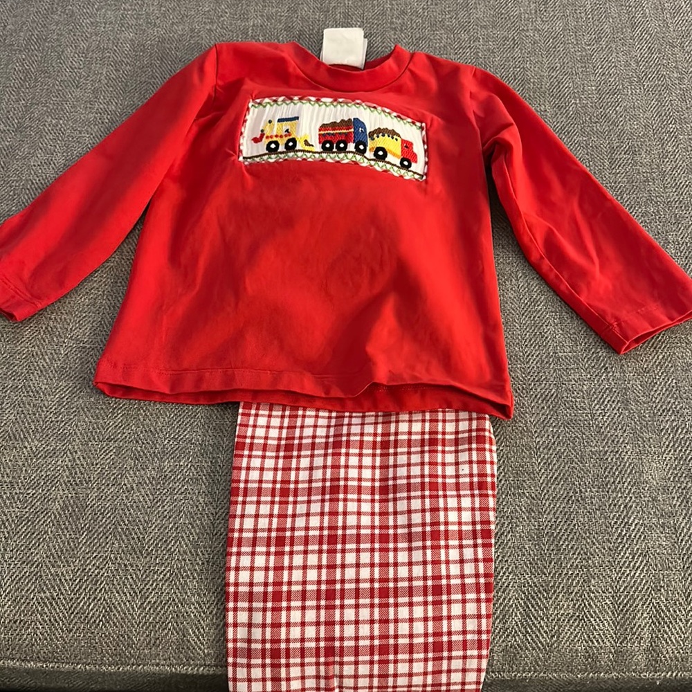 Construction Vehicles Smocked Pants Set - 2t